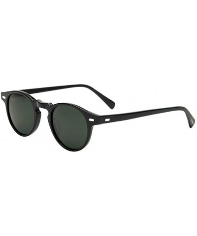 Oval Men Retro Round Vntage UV400 Sunglasses Women Oval Glasses Eyewear - Black Grey - CJ183D9QY53 $18.23