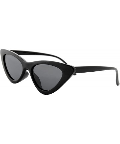 Sport Sunglasses for Women Retro Tinted Lens Small Cat Eye Modern Inspired - Black Frame / Black Lens - CF18GTZCCN6 $18.13