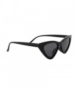 Sport Sunglasses for Women Retro Tinted Lens Small Cat Eye Modern Inspired - Black Frame / Black Lens - CF18GTZCCN6 $11.77