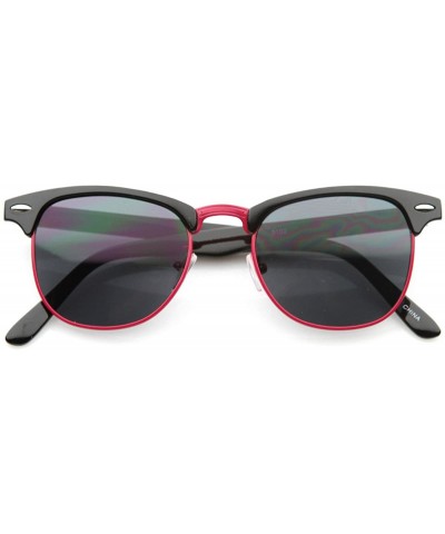 Wayfarer Classic Retro Fashion Colorful Half Frame Horn Rimmed Style Sunglasses (Black-Pink) - CP11988CBDL $10.08