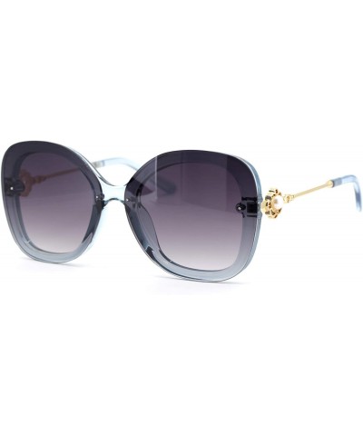 Oversized Womens Pearl Brooch Jewel Hinge Designer Fashion Sunglasses - Blue Smoke - CK18U9G6D4I $12.44