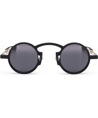Round Euph Sunglasses Design All Gender Modern Circle TR90 Frames with Acetate Temple Tips - Euph Blk/Blk - CI197N0KEEC $44.13