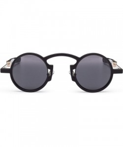 Round Euph Sunglasses Design All Gender Modern Circle TR90 Frames with Acetate Temple Tips - Euph Blk/Blk - CI197N0KEEC $44.13