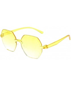 Rimless Polarized Sunglasses for Women Classic Trendy Stylish Sun Glasses 100% UV Protection - Yellow - C71906OQQ6Q $6.20