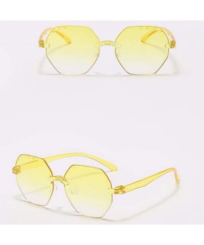 Rimless Polarized Sunglasses for Women Classic Trendy Stylish Sun Glasses 100% UV Protection - Yellow - C71906OQQ6Q $6.20