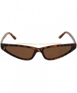 Rectangular Womens Narrow Triangular Flat Top Metal Bridge Plastic Cateye Sunglasses - Tortoise Brown - C618R4ZWUZZ $7.74