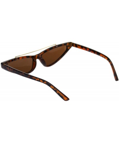 Rectangular Womens Narrow Triangular Flat Top Metal Bridge Plastic Cateye Sunglasses - Tortoise Brown - C618R4ZWUZZ $7.74