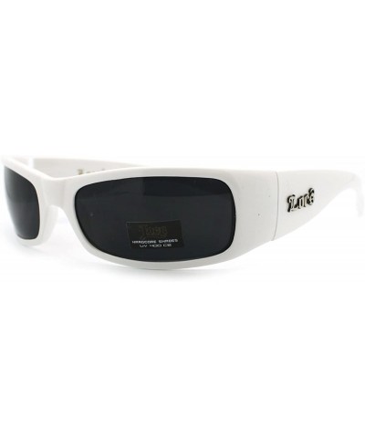 Rectangular Cholo Biker Extra Narrow Lens Rectangular Sunglasses - White - CP11YRF86J3 $7.57