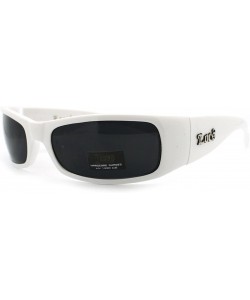 Rectangular Cholo Biker Extra Narrow Lens Rectangular Sunglasses - White - CP11YRF86J3 $7.57