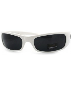 Rectangular Cholo Biker Extra Narrow Lens Rectangular Sunglasses - White - CP11YRF86J3 $7.57