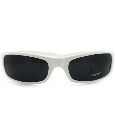 Rectangular Cholo Biker Extra Narrow Lens Rectangular Sunglasses - White - CP11YRF86J3 $7.57