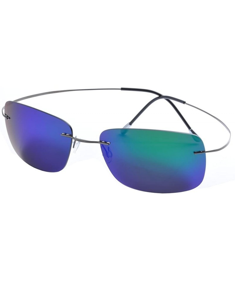 Rimless rimless titanium polarized Sunglasses - Gray - C012HKKZRUR $19.83