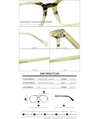 Square Acetate Polarized Sunglasses Square Sun Glasses for Men 9114 - Green Glasses Frame - CR194SUUCMI $30.05