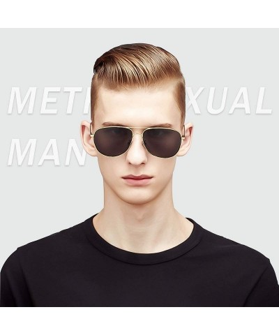Aviator Men Retro Polarized Sunglasses-Aviator Style Eyewear-Color lens-UV 400 Driving Travel-Exquisite Gift Box - CU18RXOZG6...