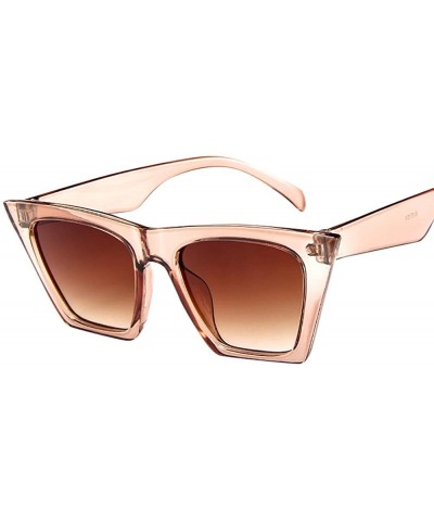 Cat Eye Rectangle Sunglasses Oversized Protection Suitable - Beige - CQ199HO9Q60 $8.54
