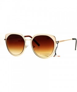 Round Designer Fashion Sunglasses Womens Metal Retro Half Round Frame UV 400 - Gold (Brown) - CR185NER279 $10.33