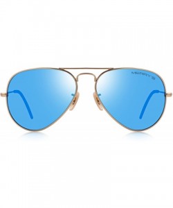 Aviator Classic Men Polarized sunglass Pilot Sunglasses for Women 58mm S8025 - Gold&blue - CF18DMM67YQ $12.54