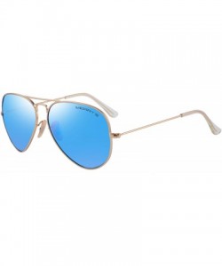 Aviator Classic Men Polarized sunglass Pilot Sunglasses for Women 58mm S8025 - Gold&blue - CF18DMM67YQ $12.54