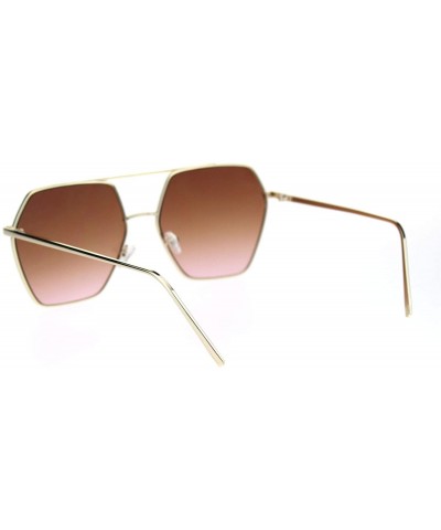 Square Womens Octagonal Hippie Pimp Lens Metal Rim Mob Sunglasses - Gold Brown Pink - CP18RS2COG6 $11.18