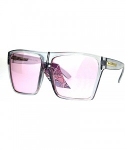 Rectangular Pop Color Lens Oversize Flat Top Plastic Diva Fashion Sunglasses - Pink - CA1869Z35QU $13.15