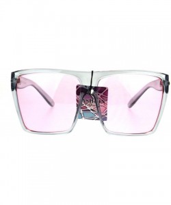 Rectangular Pop Color Lens Oversize Flat Top Plastic Diva Fashion Sunglasses - Pink - CA1869Z35QU $13.15