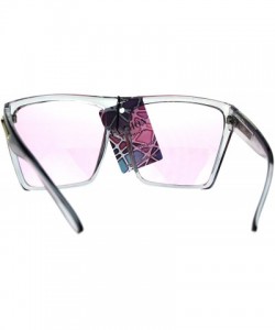 Rectangular Pop Color Lens Oversize Flat Top Plastic Diva Fashion Sunglasses - Pink - CA1869Z35QU $13.15