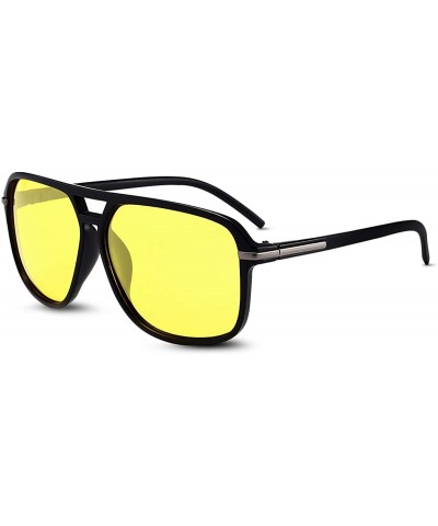 Goggle Polarised Driving Sunglasses Mens Ultralight Square Frame Double Bridge UV400 Goggle Outdoor Travel Gift Box - C418UXL...