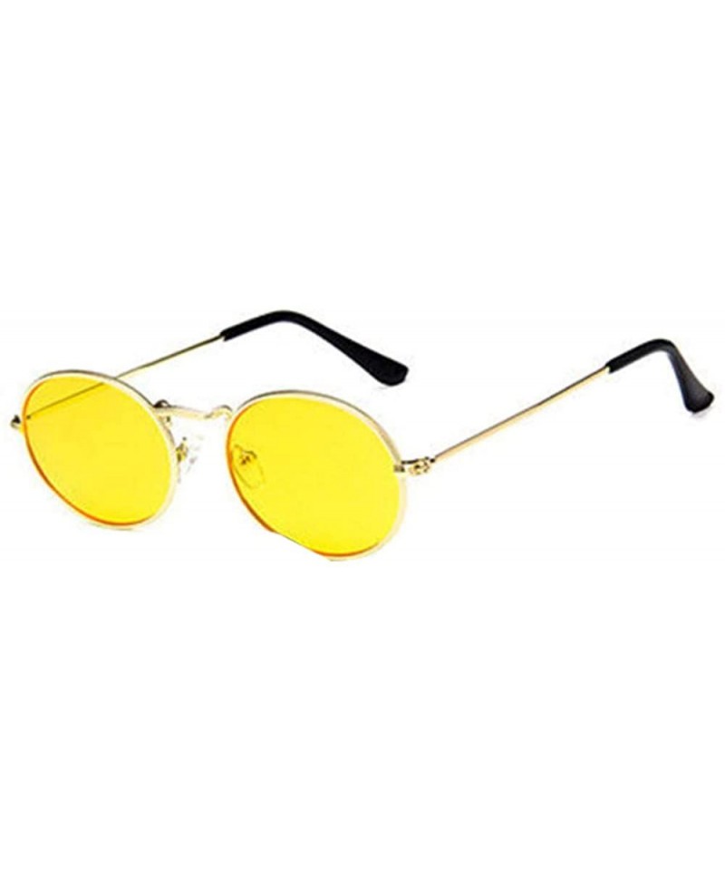 Goggle Vintage Retro Oval Sunglasses Ellipse Metal Frame Glasses Trendy Fashion Shades - C - CY18UH9RH53 $21.41
