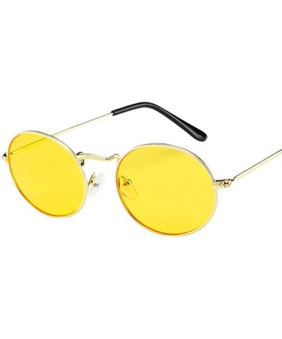 Goggle Vintage Retro Oval Sunglasses Ellipse Metal Frame Glasses Trendy Fashion Shades - C - CY18UH9RH53 $21.41