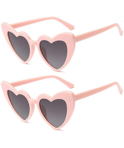 Goggle Heart Shaped Sunglasses for Women-Vintage Cat Eye Mod Style Retro Kurt Cobain Glasses - 2 Pink - CA18XZDC69K $15.90