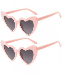 Goggle Heart Shaped Sunglasses for Women-Vintage Cat Eye Mod Style Retro Kurt Cobain Glasses - 2 Pink - CA18XZDC69K $15.90
