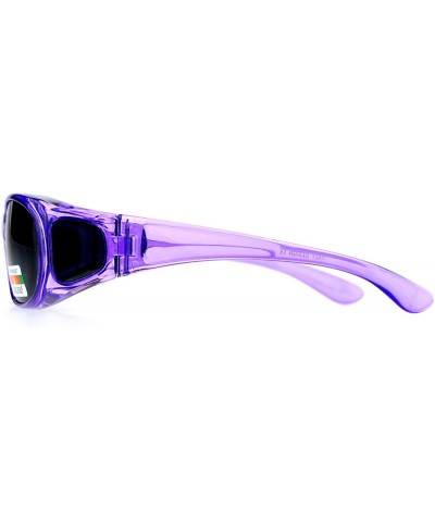 Rectangular Rectangular Polarized Anti-glare 60mm Fit Over OTG Sunglasses - Purple - CQ12MX1KHYT $12.73