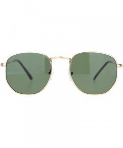 Square Classic Mens 90s Retro Metal Rim Rectangular Dad Sunglasses - Gold Green - CM18NH9WH2O $12.64