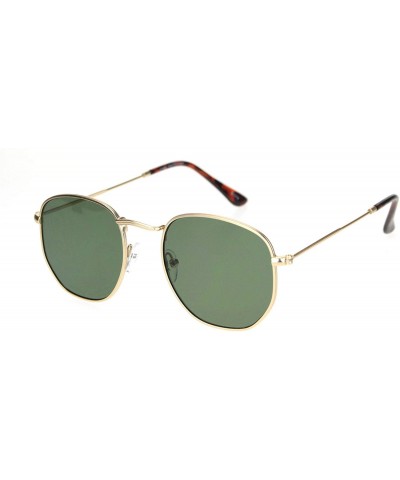 Square Classic Mens 90s Retro Metal Rim Rectangular Dad Sunglasses - Gold Green - CM18NH9WH2O $12.64