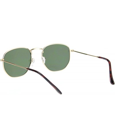 Square Classic Mens 90s Retro Metal Rim Rectangular Dad Sunglasses - Gold Green - CM18NH9WH2O $12.64