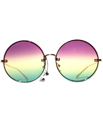 Oversized SIMPLE Oversize Round Two Tone Color Fashion Sunglasses for Women - Purple Green - CB18ZTXU505 $11.17