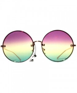 Oversized SIMPLE Oversize Round Two Tone Color Fashion Sunglasses for Women - Purple Green - CB18ZTXU505 $11.17
