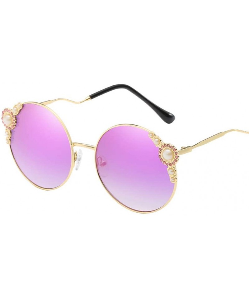 Round Sunglasses Protection Oversized Rhinestone - Purple - CS199LDEY0Z $9.00