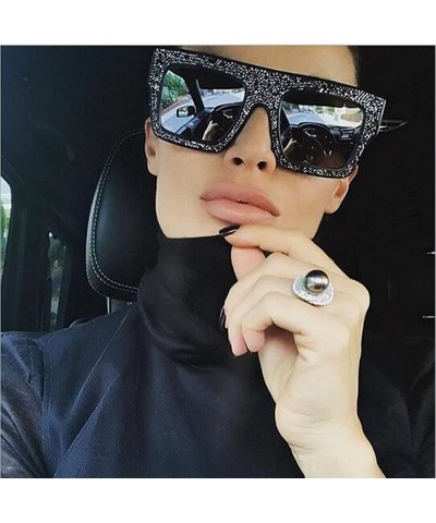 Rimless Fashion Reinestone Sunglasses Women Brand Designer Vintage Men Crystal 997254Y - Gloss Black - C1184XUHY7Y $14.07