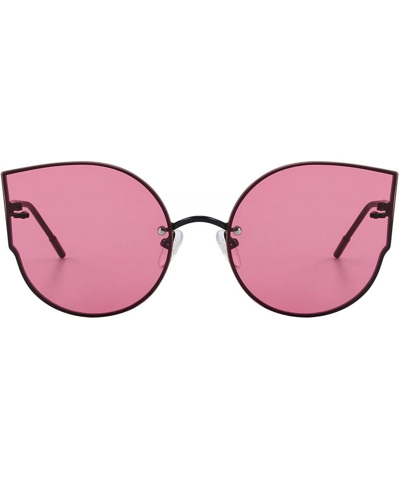 Cat Eye Women Classic Cat Eye Sunglasses Rimless Metal Frame Sun Glasses S8099 - Rose Red - CS186D5X09S $27.88