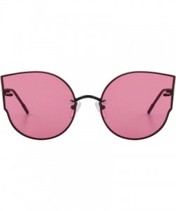 Cat Eye Women Classic Cat Eye Sunglasses Rimless Metal Frame Sun Glasses S8099 - Rose Red - CS186D5X09S $14.59