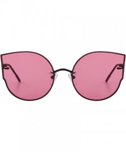 Cat Eye Women Classic Cat Eye Sunglasses Rimless Metal Frame Sun Glasses S8099 - Rose Red - CS186D5X09S $14.59