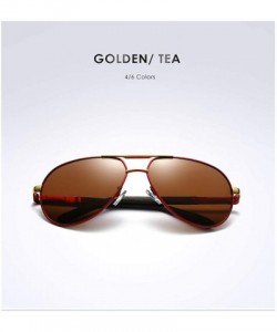 Goggle Pilot Polarized Sunglasses for Men HD Mens Classic Driving Sunglasses UV400 - Red Tea - C218M0T5X2D $13.48
