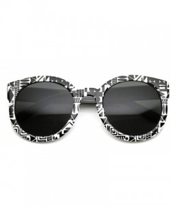 Oversized Womens Oversized Native Print Fashion Round Sunglasses - Black-white-oval-print - CH11N9M0RAZ $12.01