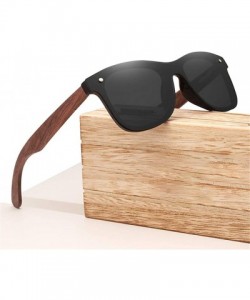 Rimless Polarized Walnut Wood Sunglasses Men Women Colorful Sun Glasses Mirror Shades - Gray Walnut Wood - CY194ODAMRK $27.66