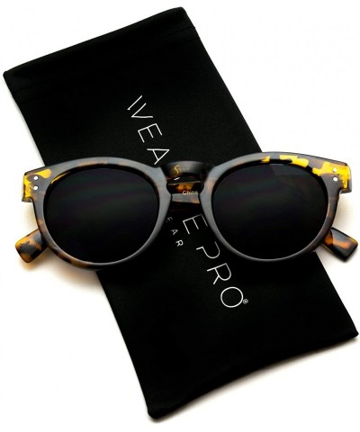 Oversized Vintage Inspired Mirror Lens Round Horned Rim Frame Retro Sunglasses - Light Tortoise / Black Lens - CM12IQ67M4N $1...