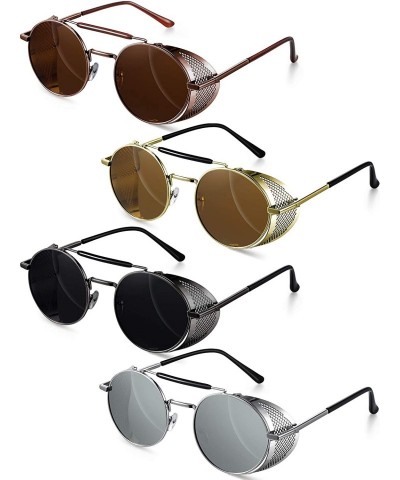 Round 4 Pairs Steampunk Sunglasses Retro Gothic Sunglasses Unisex Vintage Sunglasses - CA18A76AX5S $23.41