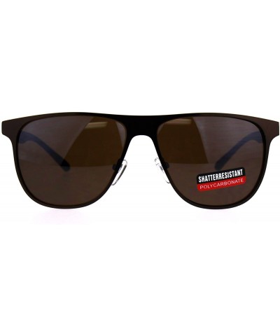 Rectangular Mens Metal Frame Horned Rim Hipster Sport Sunglasses - Copper Brown - CR180T2O24E $13.54