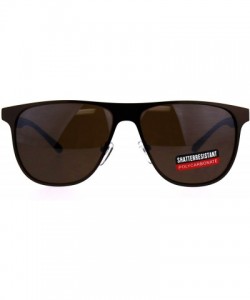 Rectangular Mens Metal Frame Horned Rim Hipster Sport Sunglasses - Copper Brown - CR180T2O24E $13.54