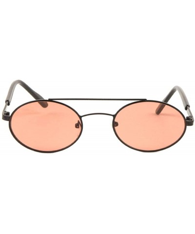 Oval Retro Oval Color Lens Thin Frame Metal Top Bar Sunglasses - Red - CI1987HQO6Z $14.22